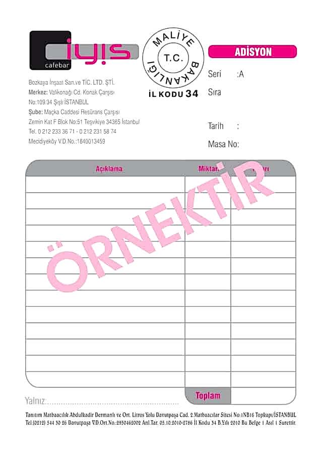 adisyon2 - Adisyon Basımı