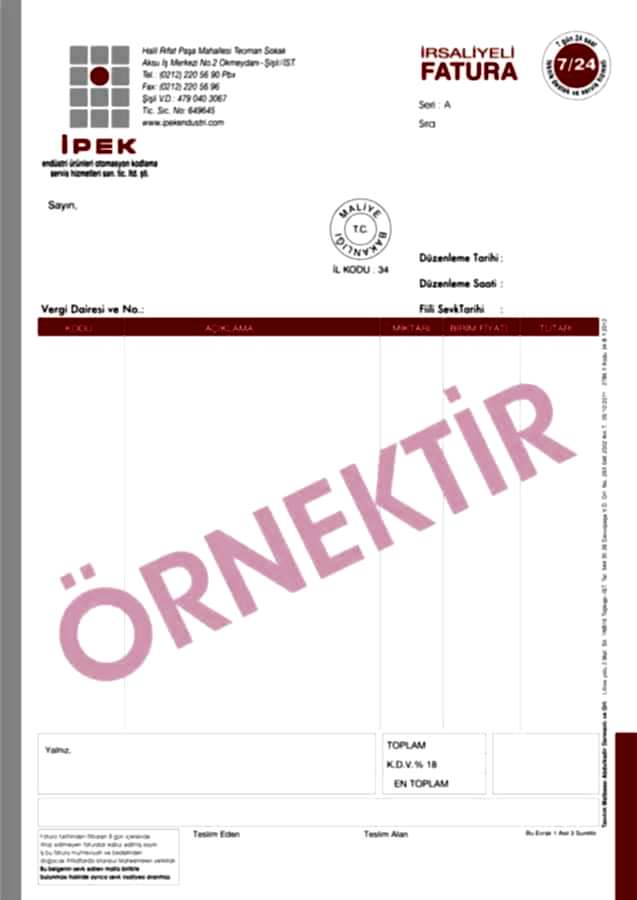 irsaliyeli fatura 1 - İrsaliyeli Fatura