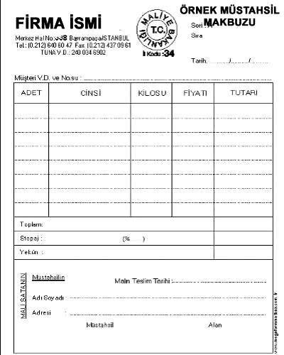 mustahsil makbuzu - Müstahsil Makbuzu