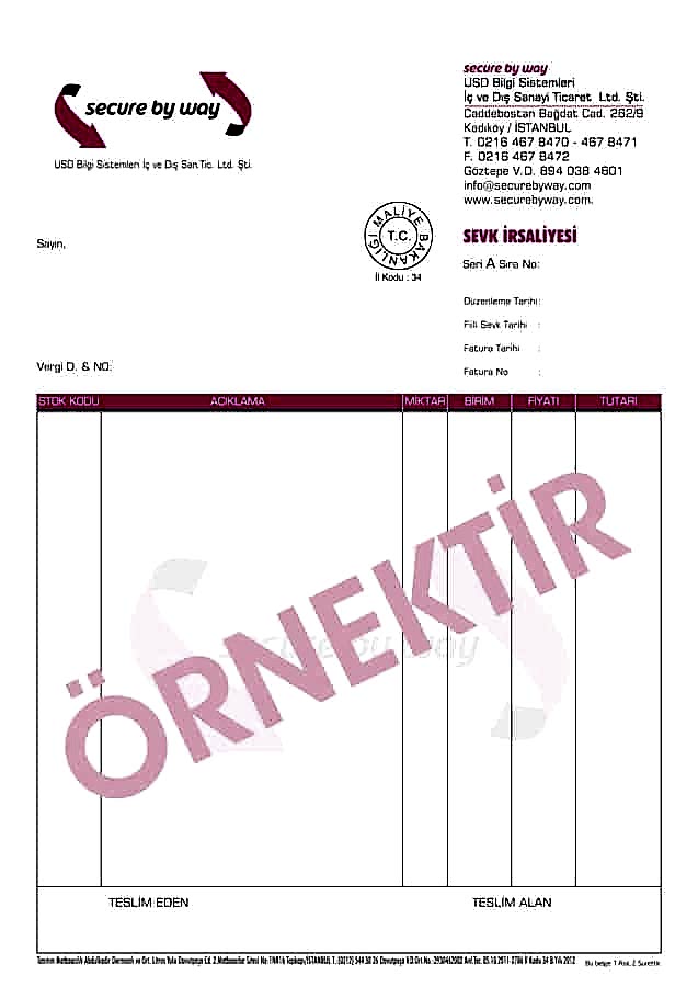 sevk irsaliyesi 2 - Sevk İrsaliyesi