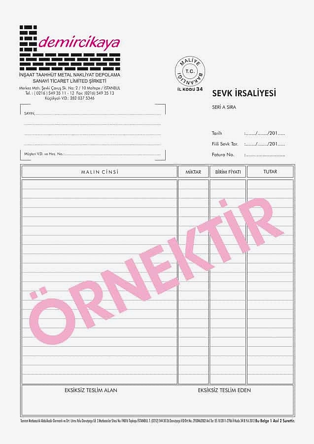 sevk irsaliyesi 9 - Sevk İrsaliyesi