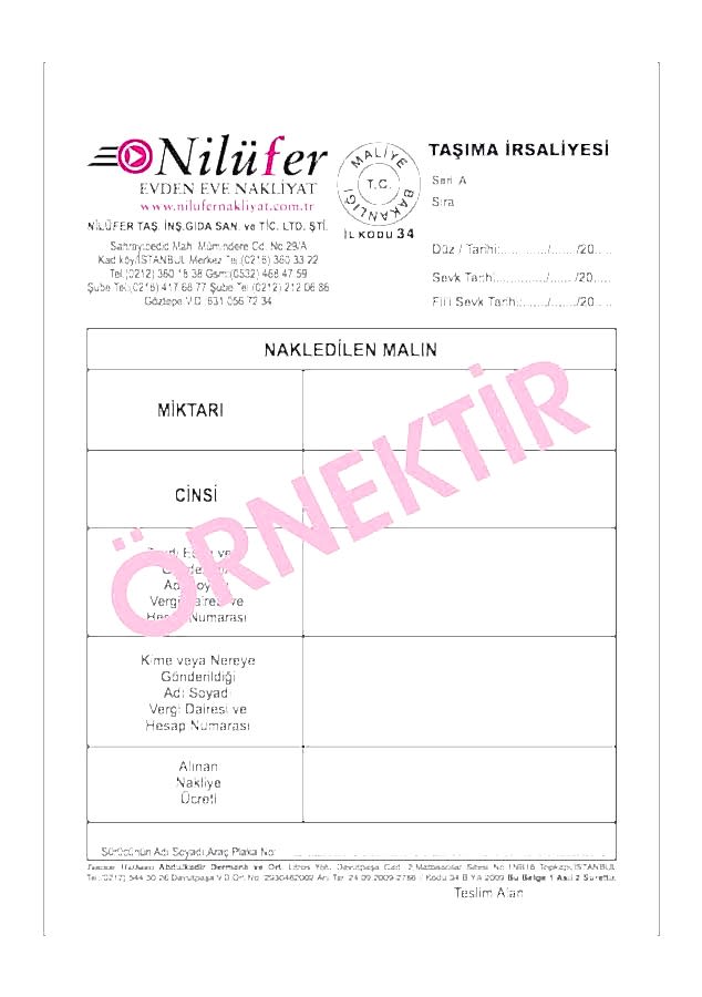 tasima irsaliyesi2 - Taşıma İrsaliyesi