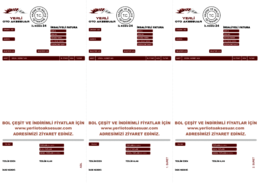 e ticaret fatura tasarımı 1024x725 - E-Ticaret 3'lü Fatura Basımı