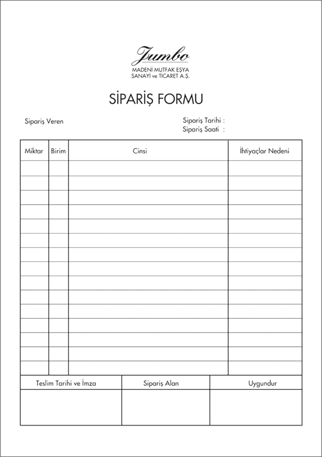 jumbo sipariş formu - Sipariş Formu