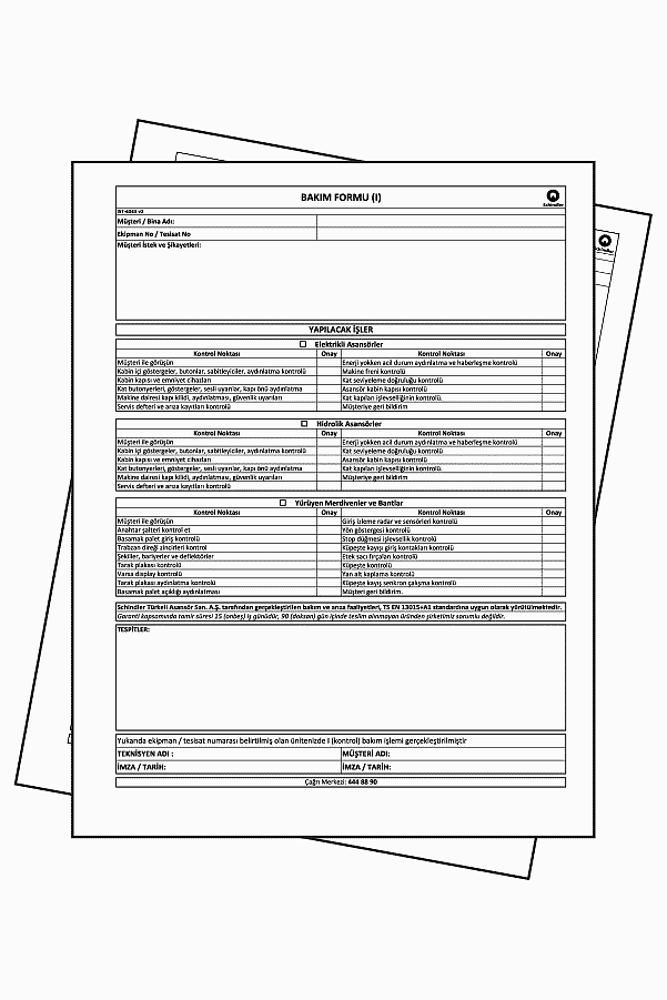 asansor teknik servis formu - ASANSÖR SERVİS VE BAKIM FORMU
