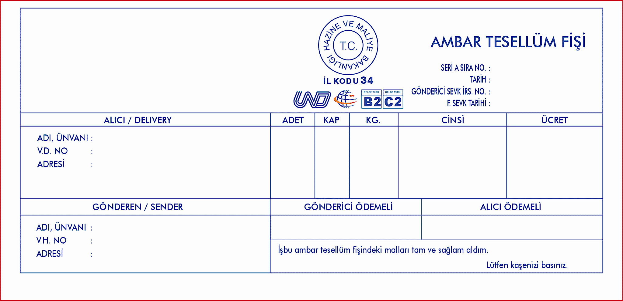 Ambar Tesellüm Fişi